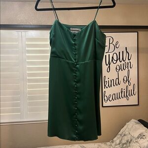 Elegant Green Satin Mini Dress